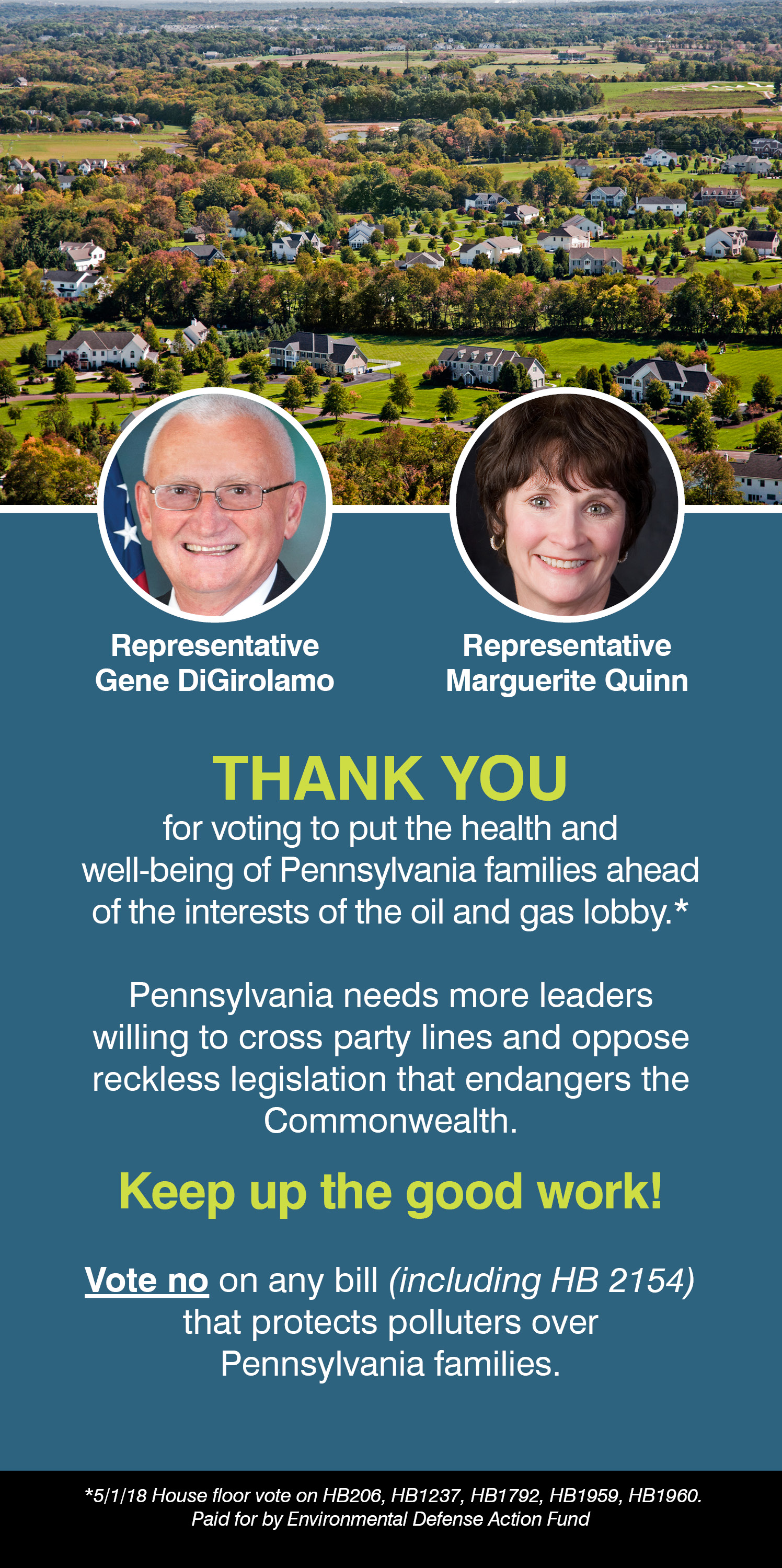 Thank You, State Reps. DiGirolamo and Quinn 