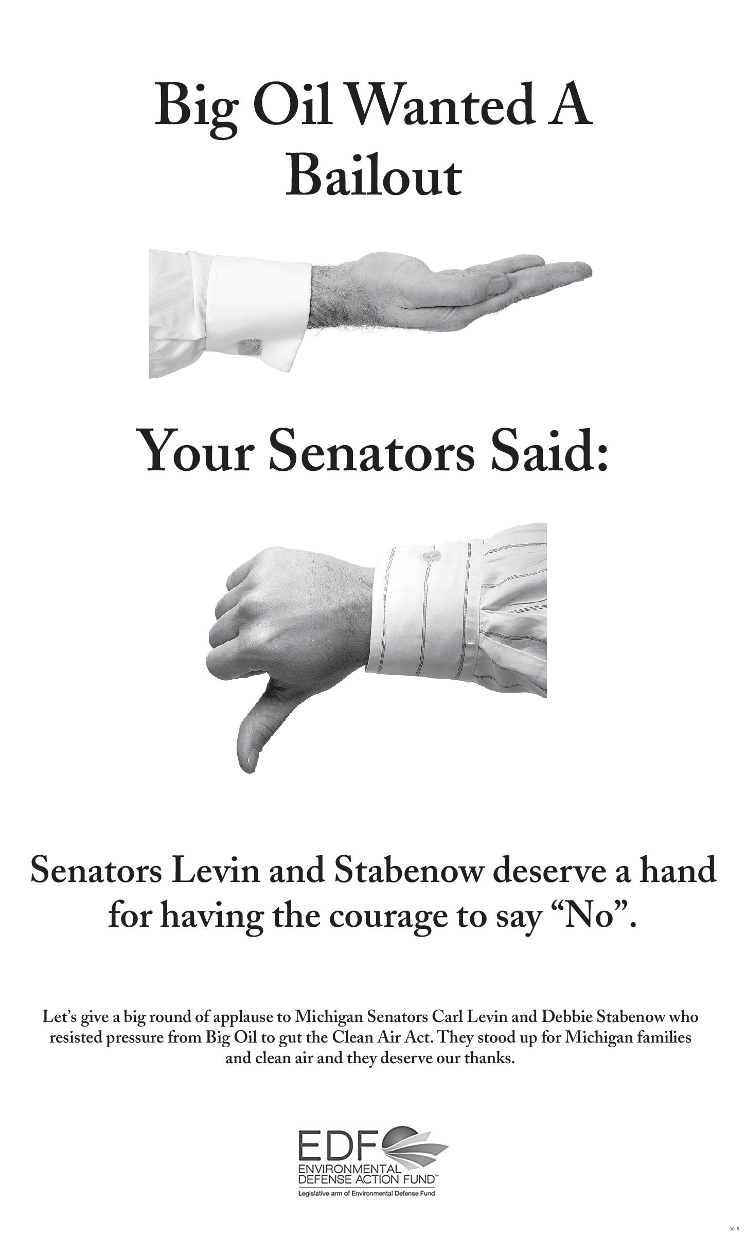 Thank You for Saying "No" to Big Oil: Senators Levin and Stabenow