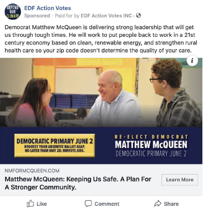 EDF Action Votes Digital Ad Supporting NM State Representative Matthew McQueen