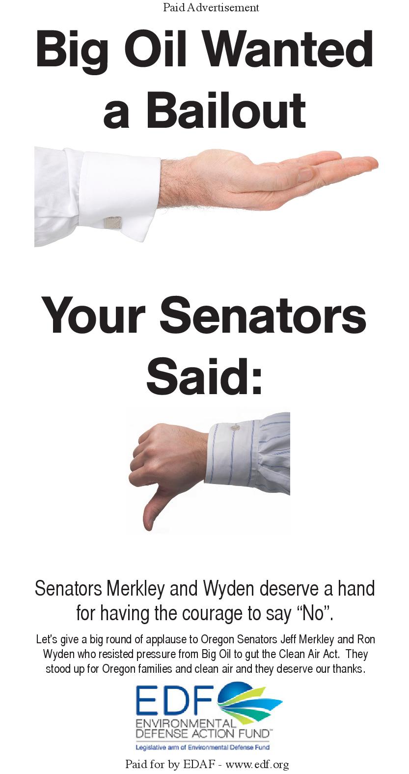 Thank You for Saying "No" to Big Oil: Senators Merkley and Wyden