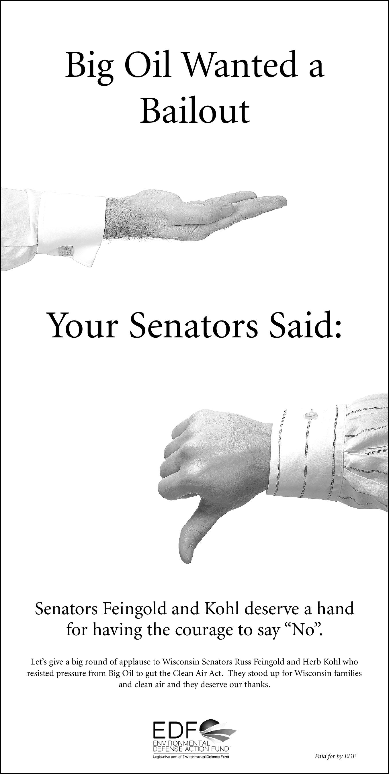 Thank You for Saying "No" to Big Oil: Senators Feingold and Kohl