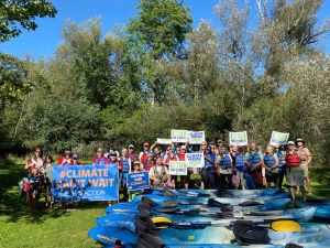 Activists and speakers at the Michigan Kayak-tivist event